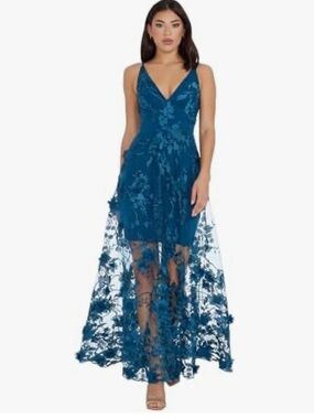 Dress the Population Embellished Plunging Sydney Gown Sleeveless Floral Dress